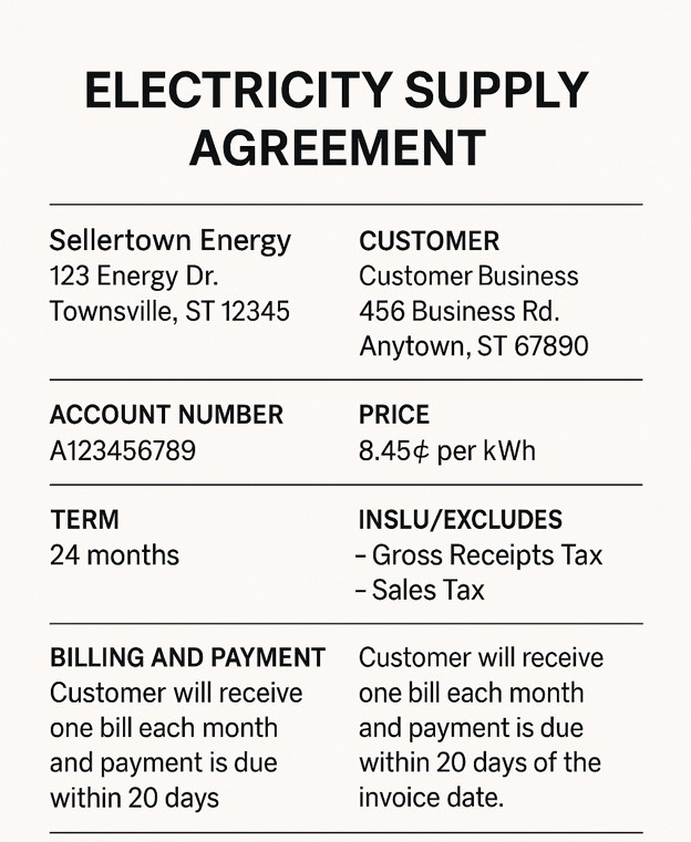 electricity supply agreement details